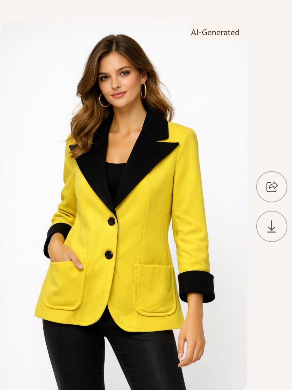 Vintage Paris Star Canada Yellow & Black Polyester Blazer 1970s